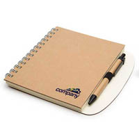 Cuaderno y boligrafo ecologicos con logo impreso