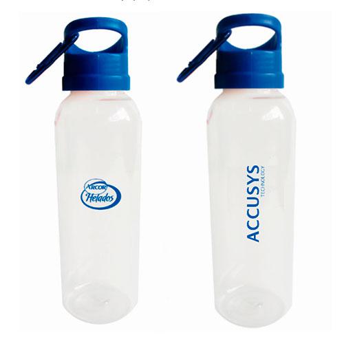 Botella deportiva plástica con mosqueton