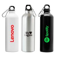 botella de aluminio con mosqueton personalizada con logo