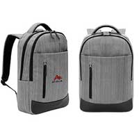 Mochila porta notebook gris con logo personalizado